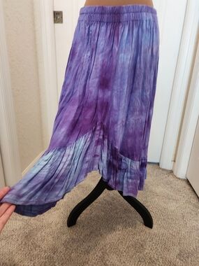 Red Rock Reflections Purple Tie-Dye Midi Skirt with Elastic Waist M/L